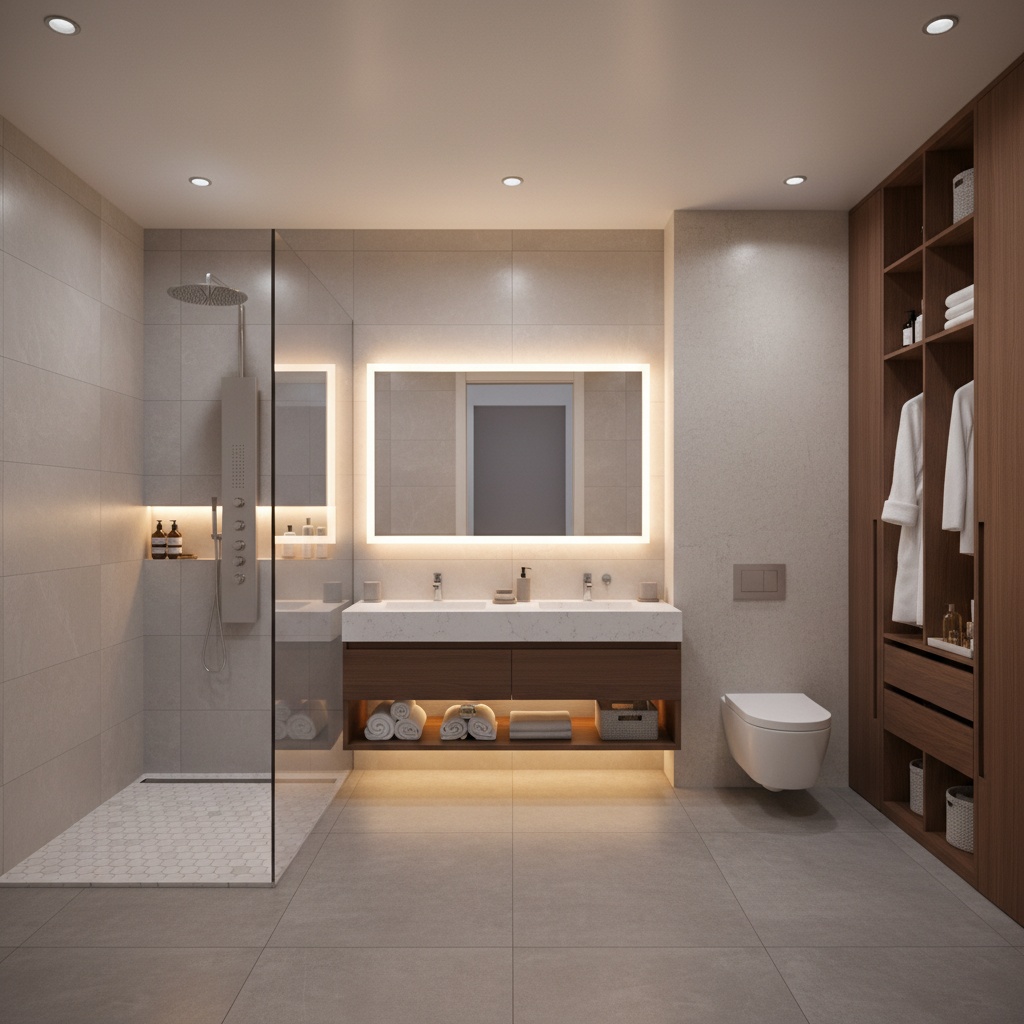 Apartment bathroom renovation Houston TX with modern fixtures and ADA-compliant design